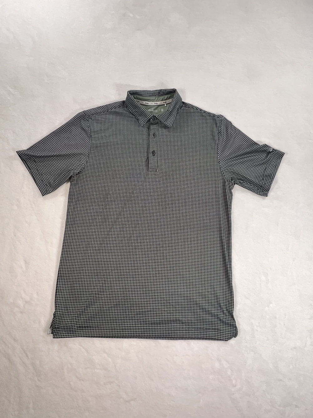 Walter‎ Hagen Eleven Mens Golf Polo Shirt Black White Grid S MGA11463